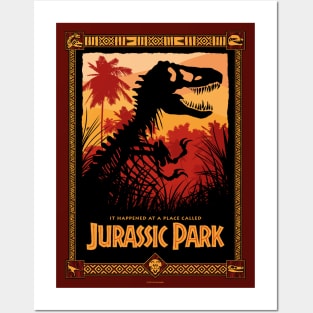 It Happened At A Place Called Jurassic Park (Red) Posters and Art